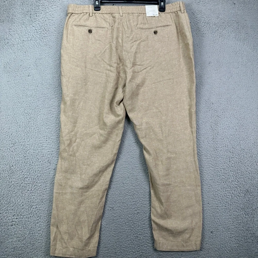 Banana‎ Republic Linen Blend Pants 38X30 Tan Drawstring Pocket Athletic Fit NEW